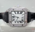 Cartier Santos Diamond Replica Watch Stainless Steel QUARTZ 39mm